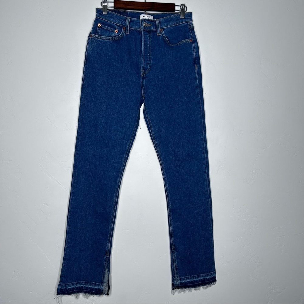 NWT RE/Done 70's High Rise Skinny Boot Jeans Raw Hem Ankle Slit Size 29